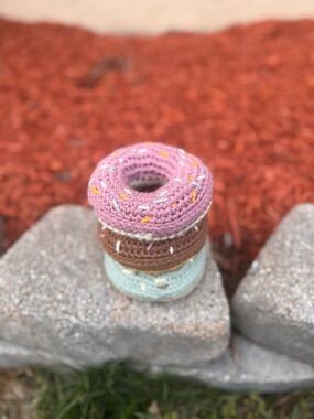 Crochet Donut Set Handmade Plush Play Food Decor Soft Toy Gift